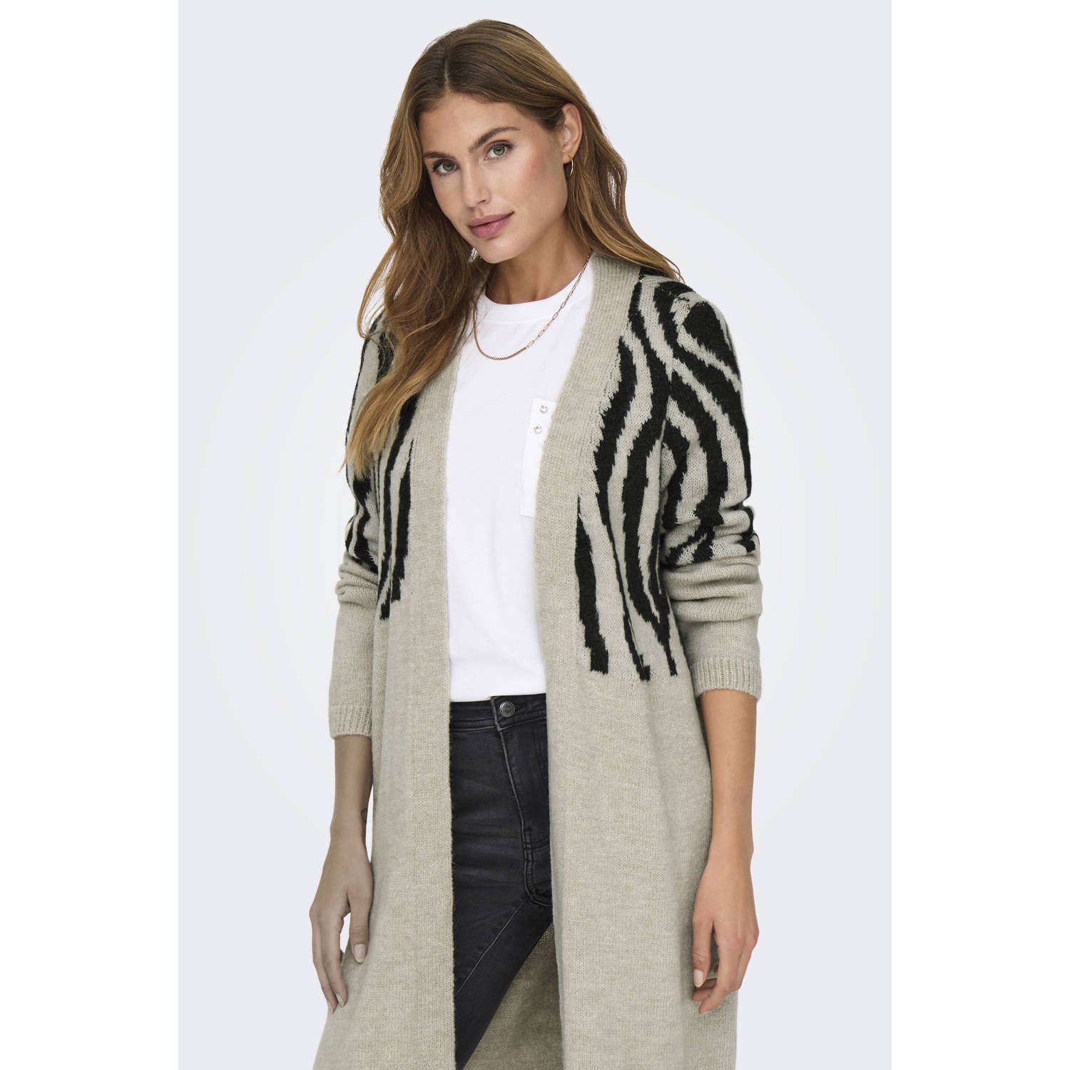 ONLY vest ONLJADE met zebraprint beige zwart