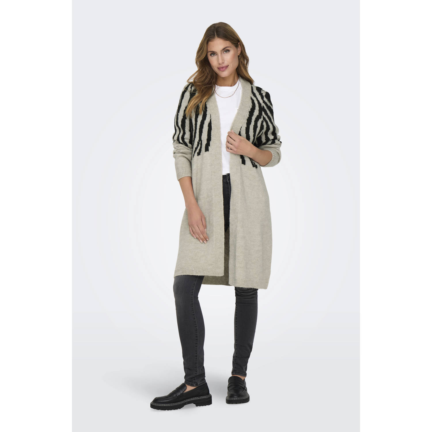 ONLY vest ONLJADE met zebraprint beige zwart