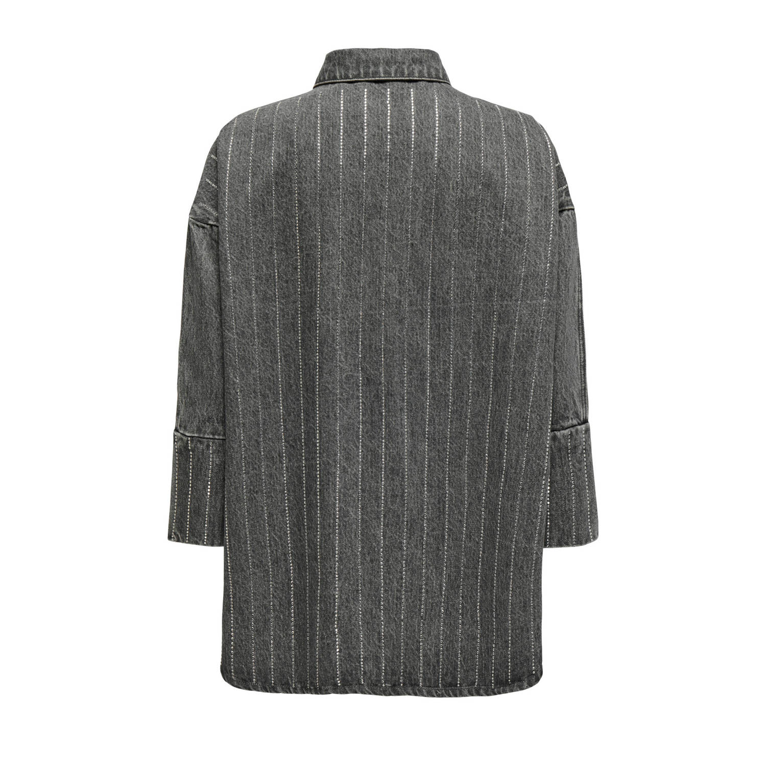 ONLY gestreepte denim blouse ONLGRACE grey denim