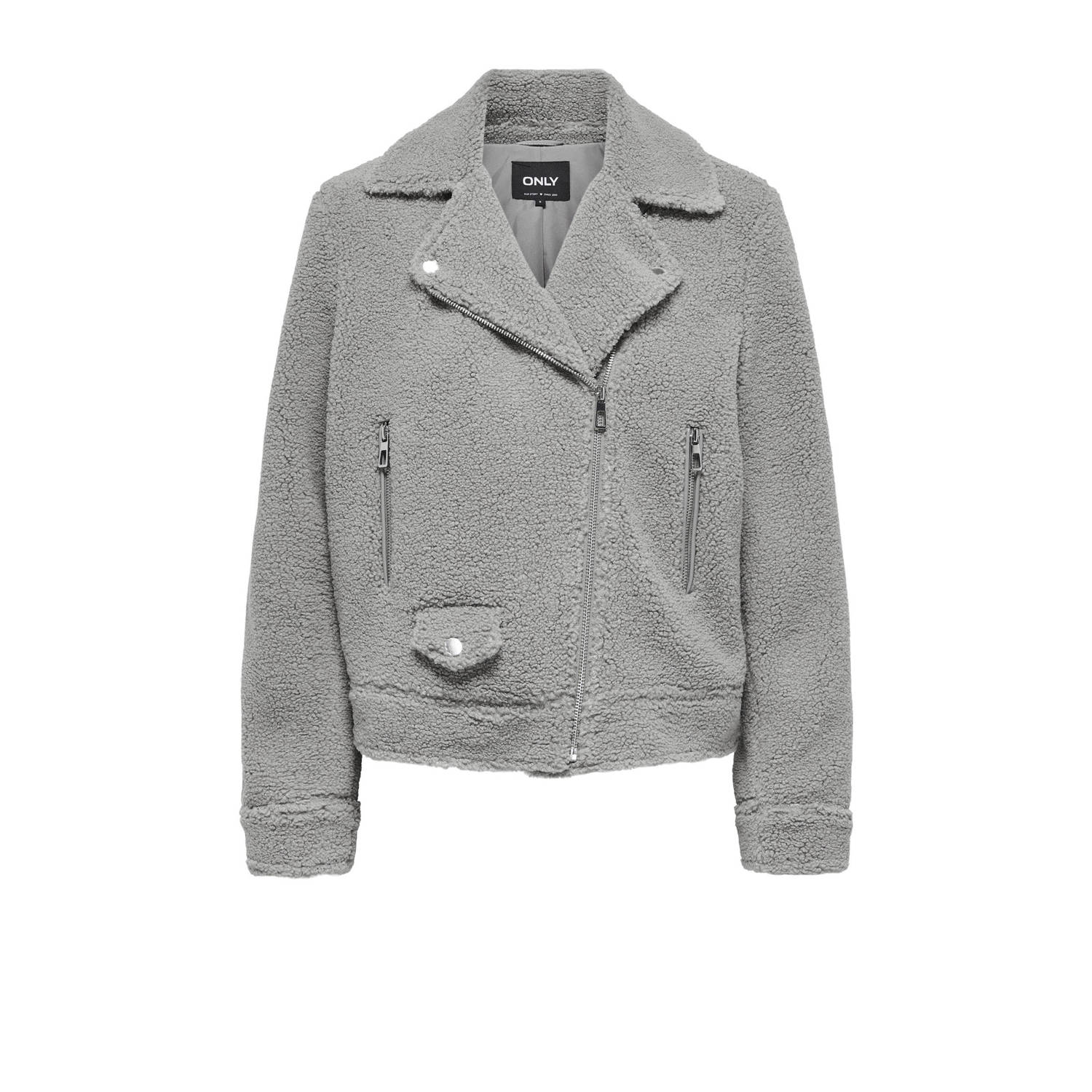 Only Bikerjack ONLRIO TEDDY BIKER JACKET CC OTW in bikerstijl van knuffelzachte teddypluche