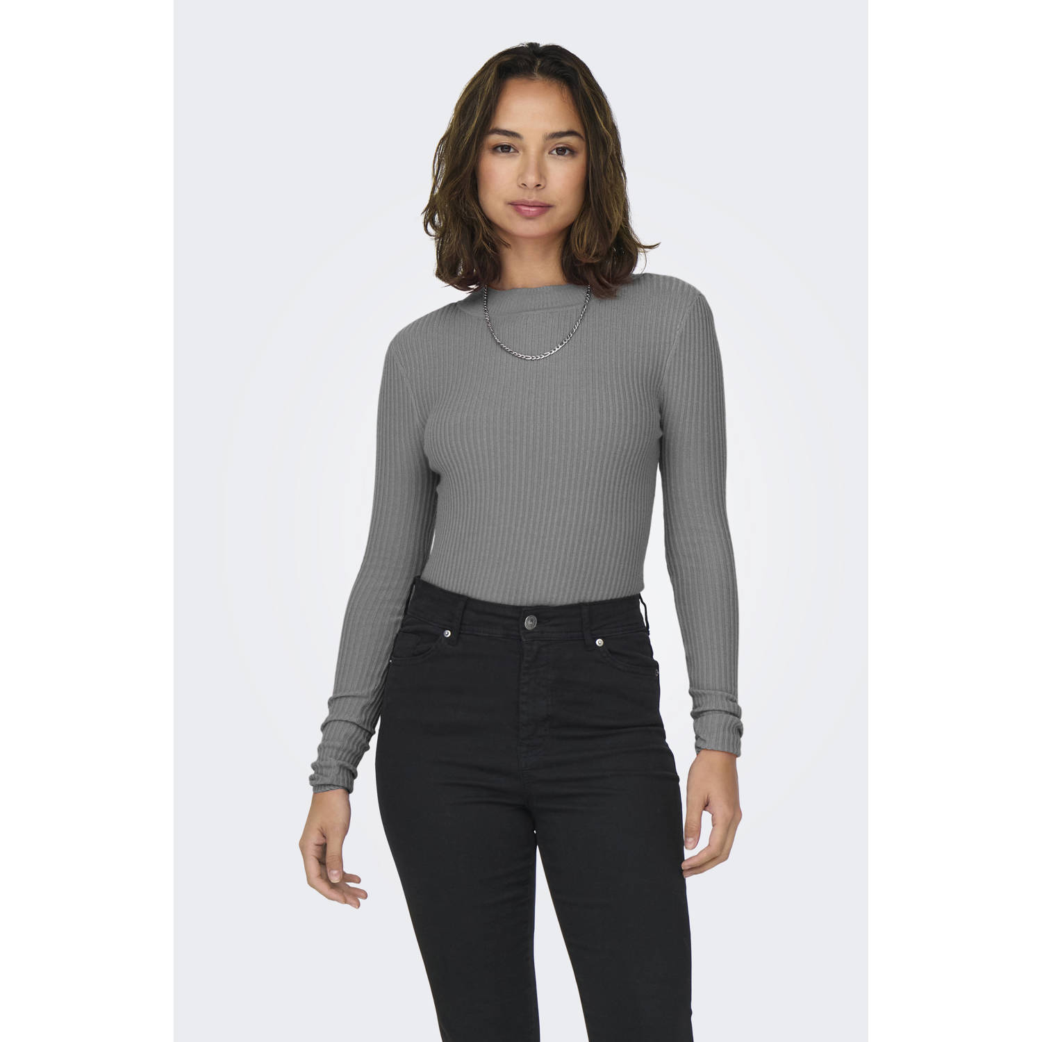 Only Louisa Highneck Pullover Gray Dames