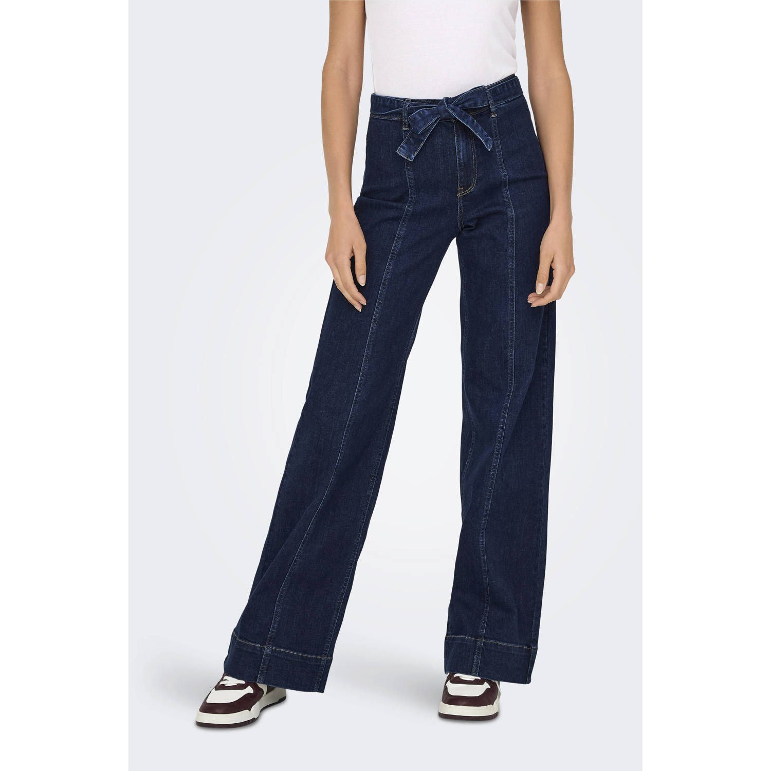 ONLY high waist wide leg jeans ONLMADISON dark blue denim