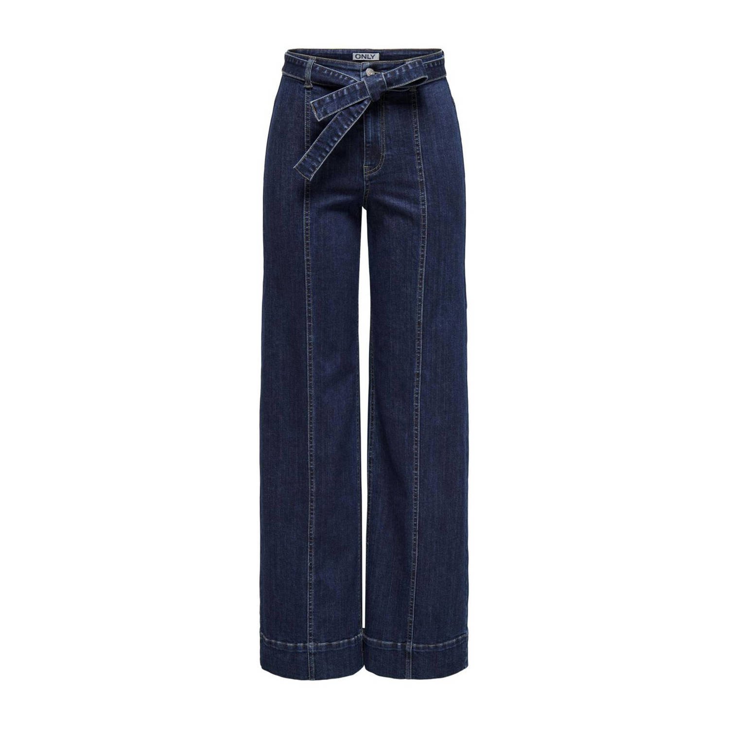 ONLY high waist wide leg jeans ONLMADISON dark blue denim