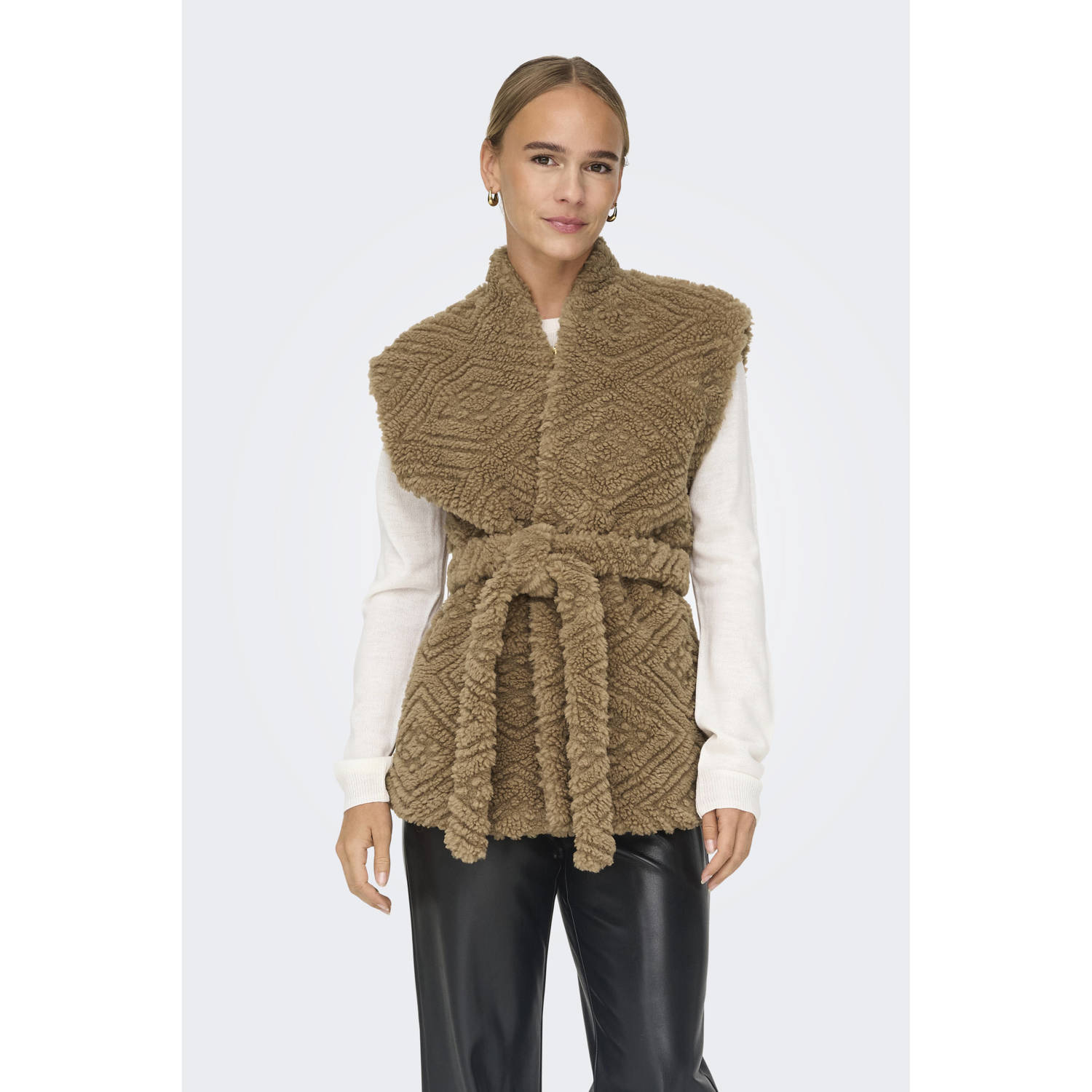 Only Teddy Waistcoat Life Beige Freewear Beige Dames