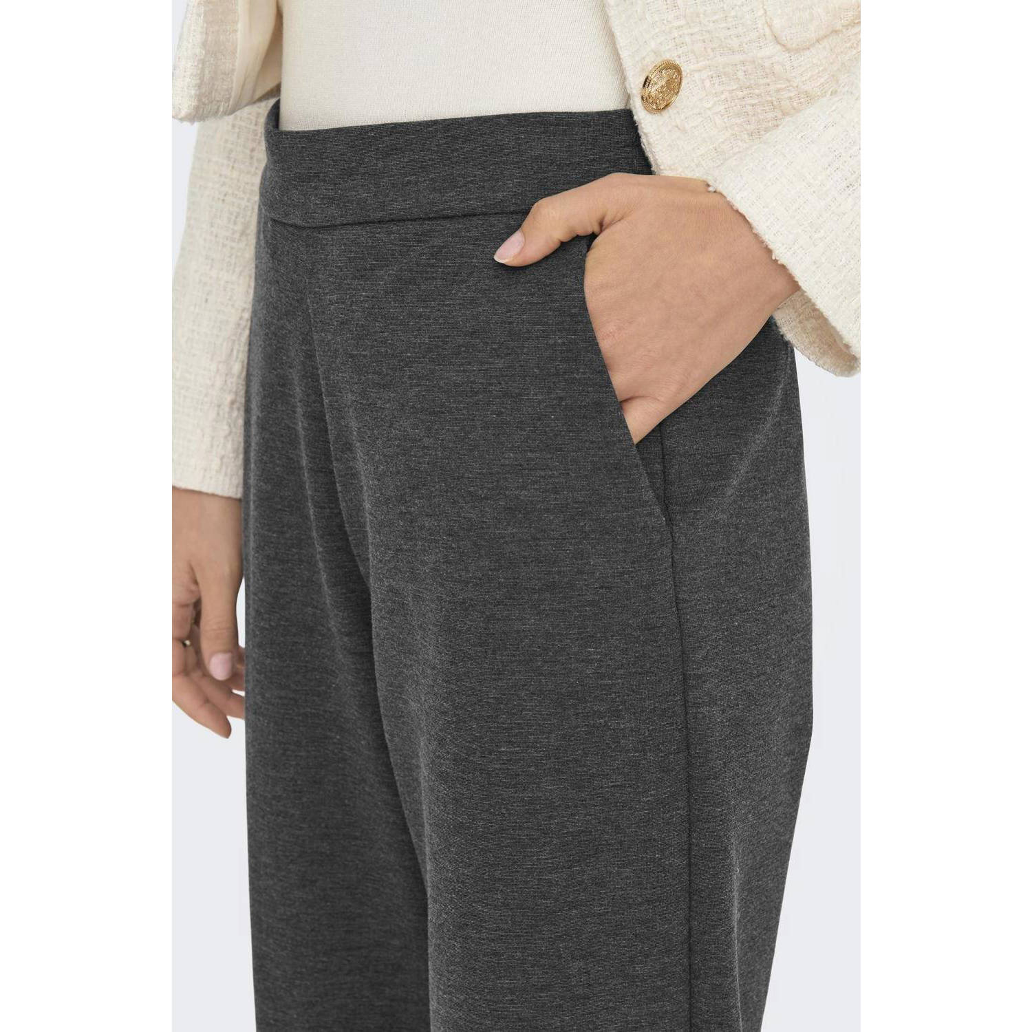ONLY straight fit broek ONLPEACH grijs