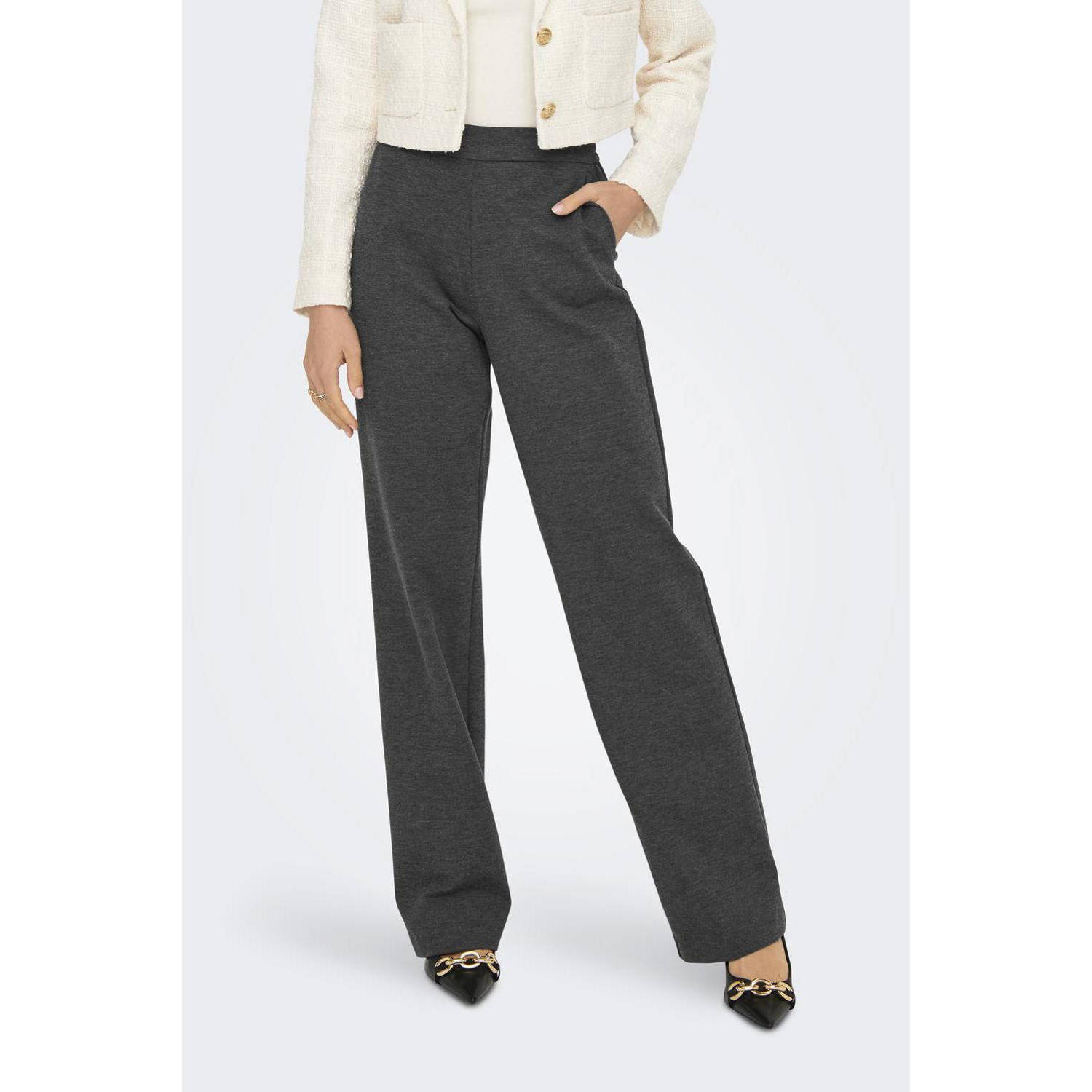 ONLY straight fit broek ONLPEACH grijs