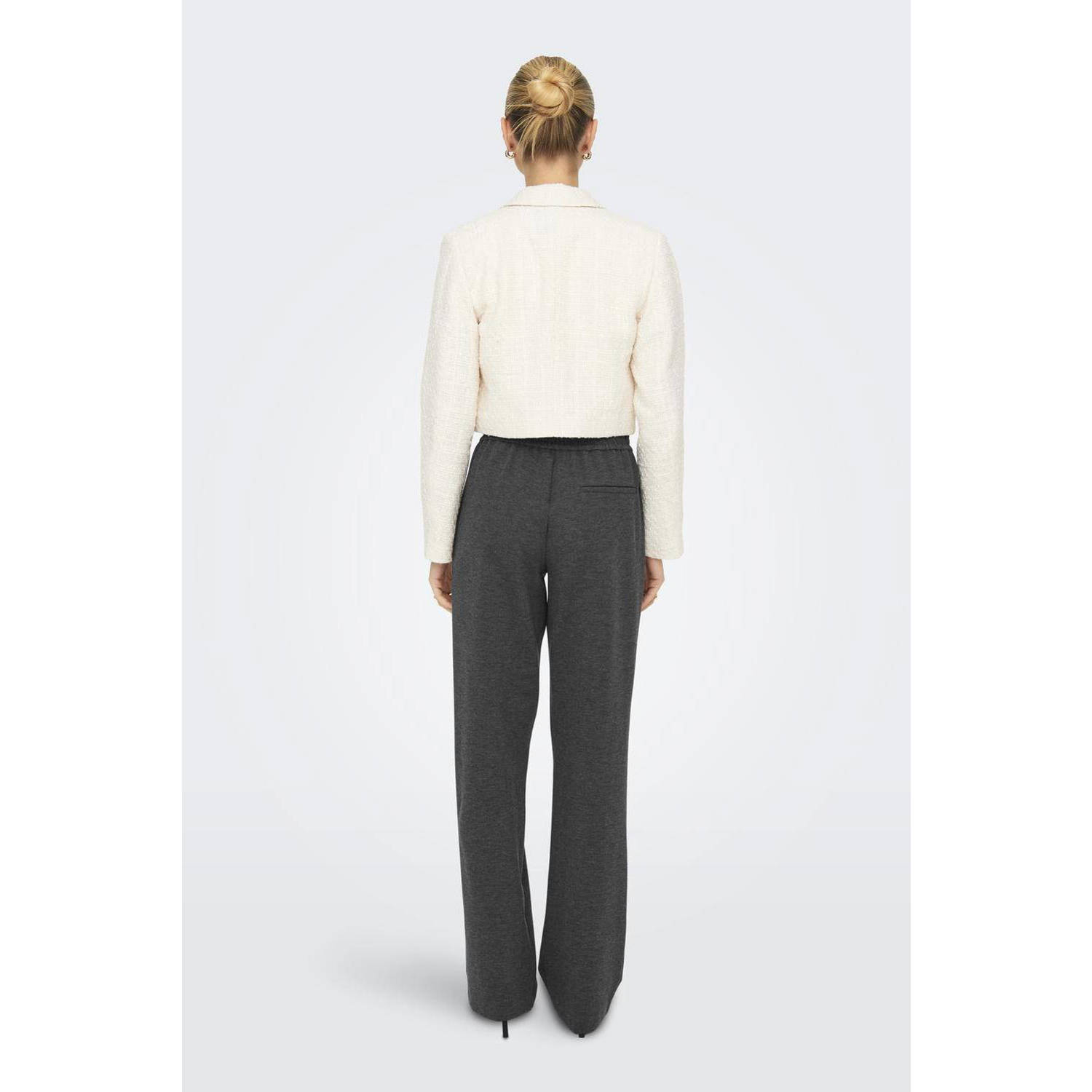 ONLY straight fit broek ONLPEACH grijs