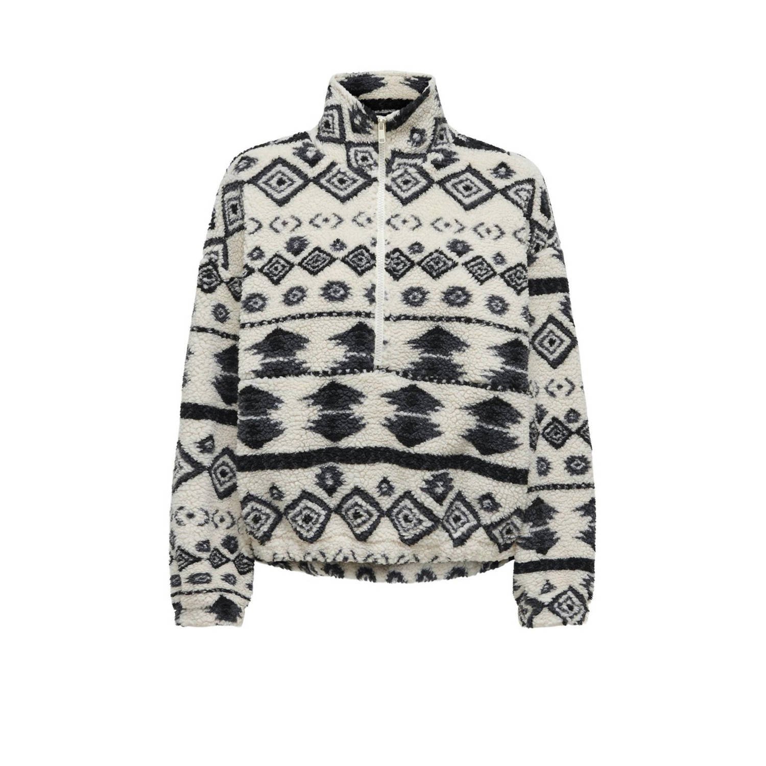 ONLY fleece trui wit zwart
