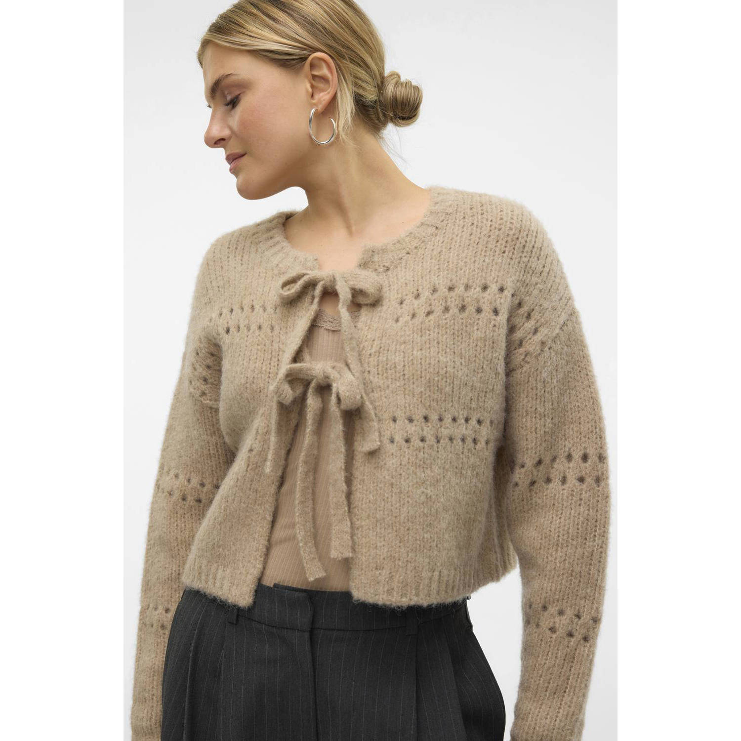 VERO MODA vest VMADELINA met wol zand