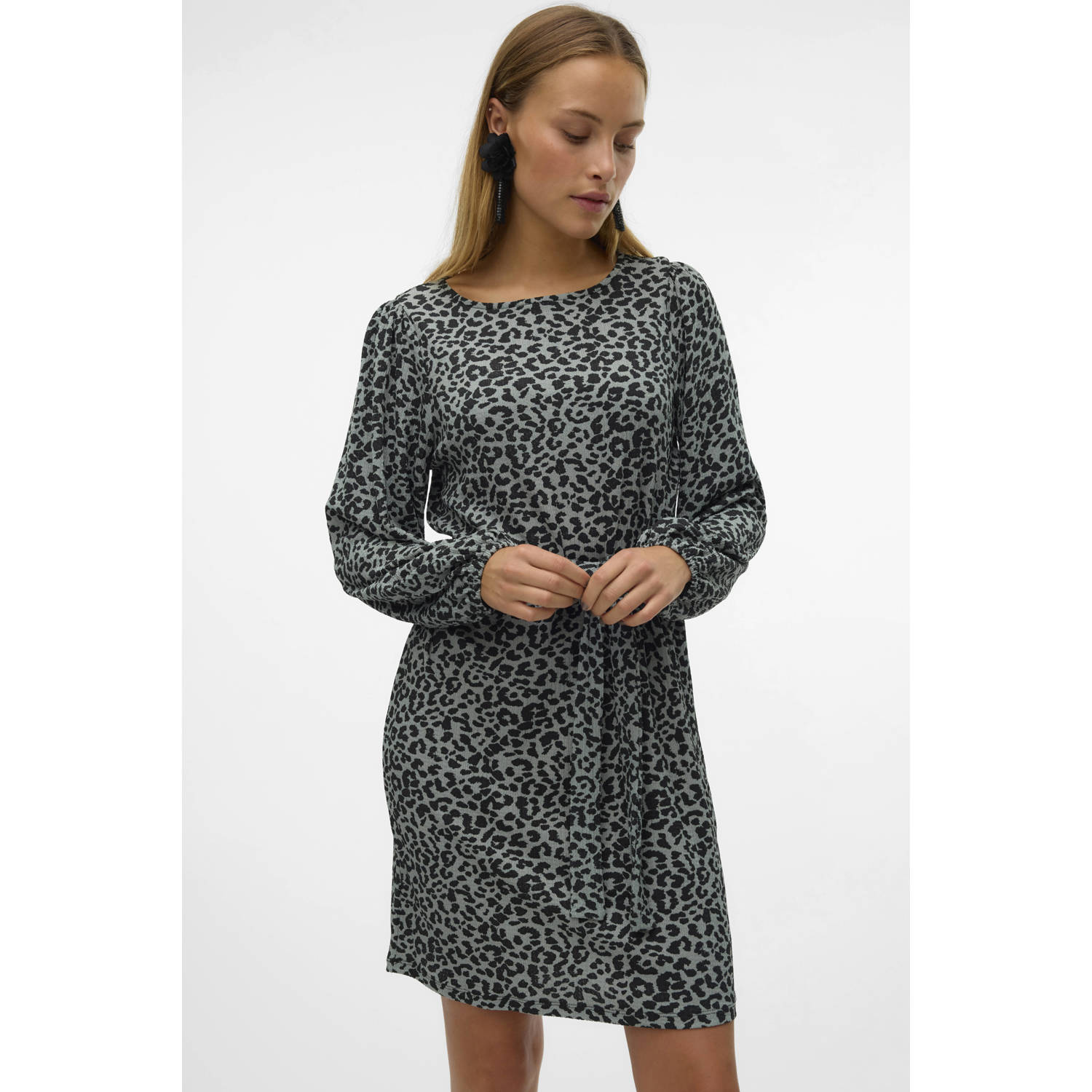 VERO MODA jurk VMMERVE van jersey donkergroen ecru