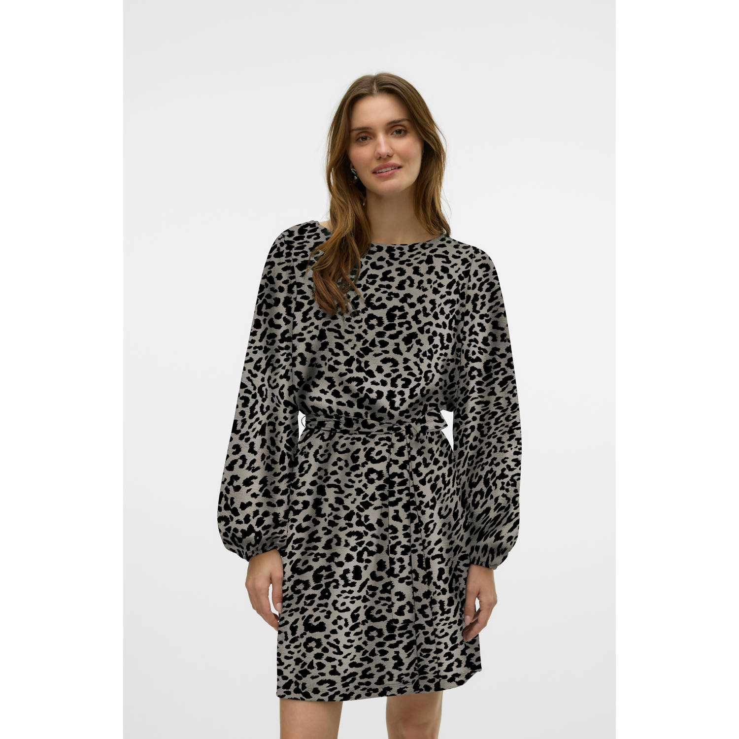 VERO MODA jurk VMMERVE van jersey bruin zwart