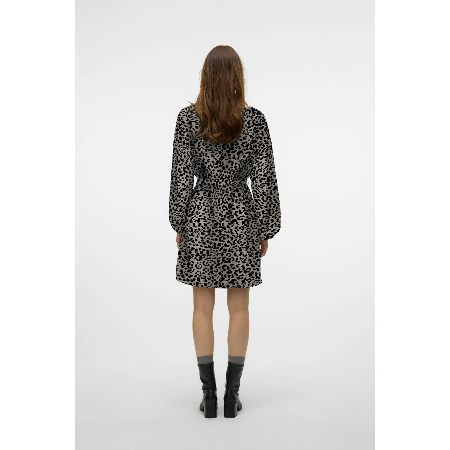 VERO MODA jurk VMMERVE van jersey bruin zwart