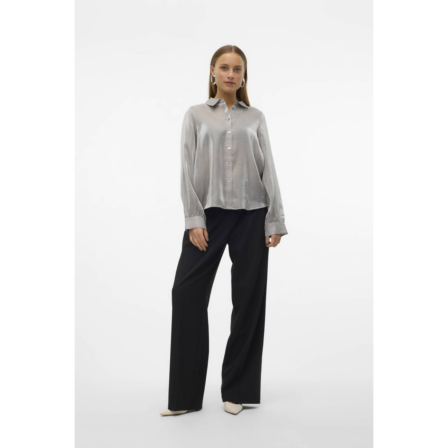 VERO MODA blouse VMELMA lichtgrijs