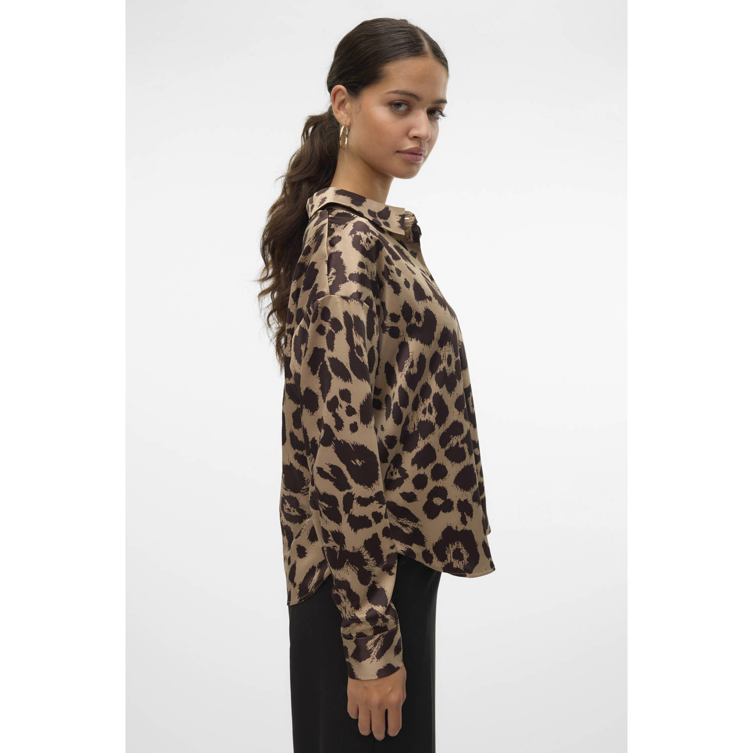 VERO MODA blouse VMMERLE met panterprint bruin