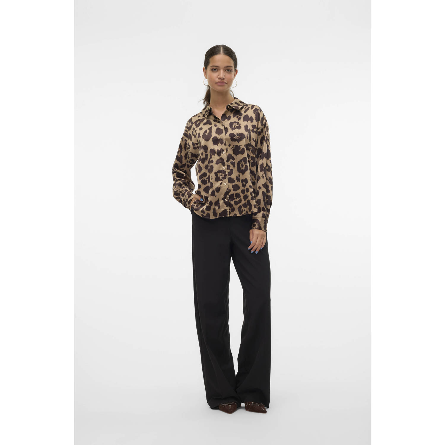 VERO MODA blouse VMMERLE met panterprint bruin