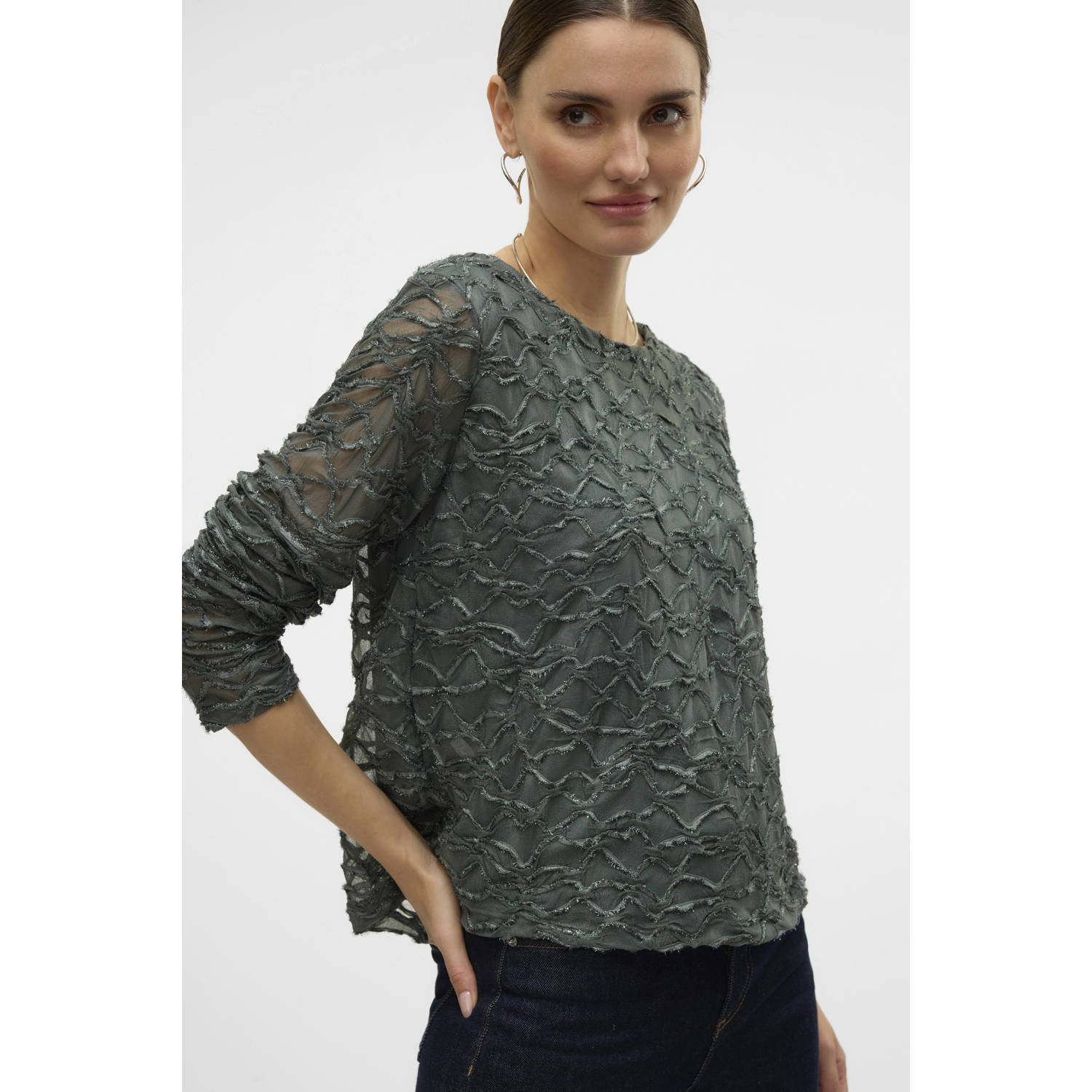 VERO MODA semi-transparante top VMELGA groen