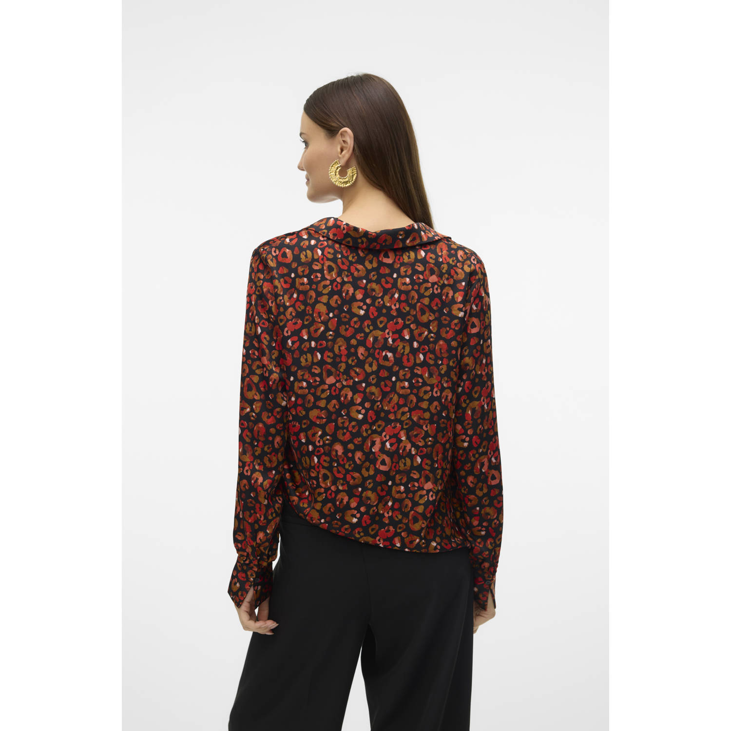 VERO MODA blouse VMRUBIA met all over print oranje zwart
