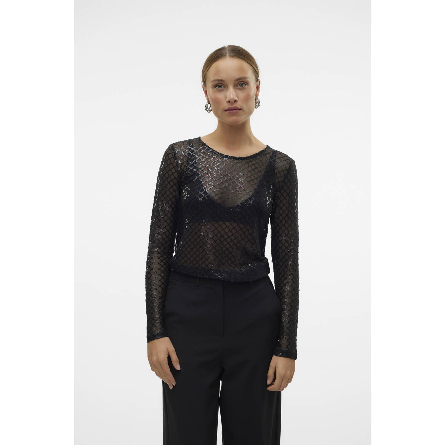 VERO MODA jersey top VMSAFINA zwart