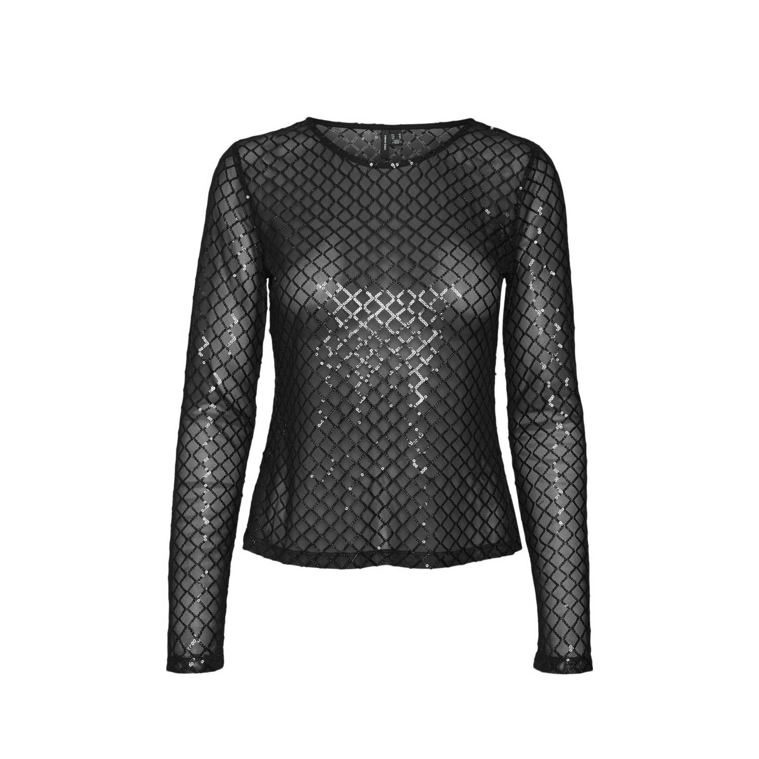 Vero Moda Regular fit shirt met lange mouwen en pailletten model 'SAFINA'