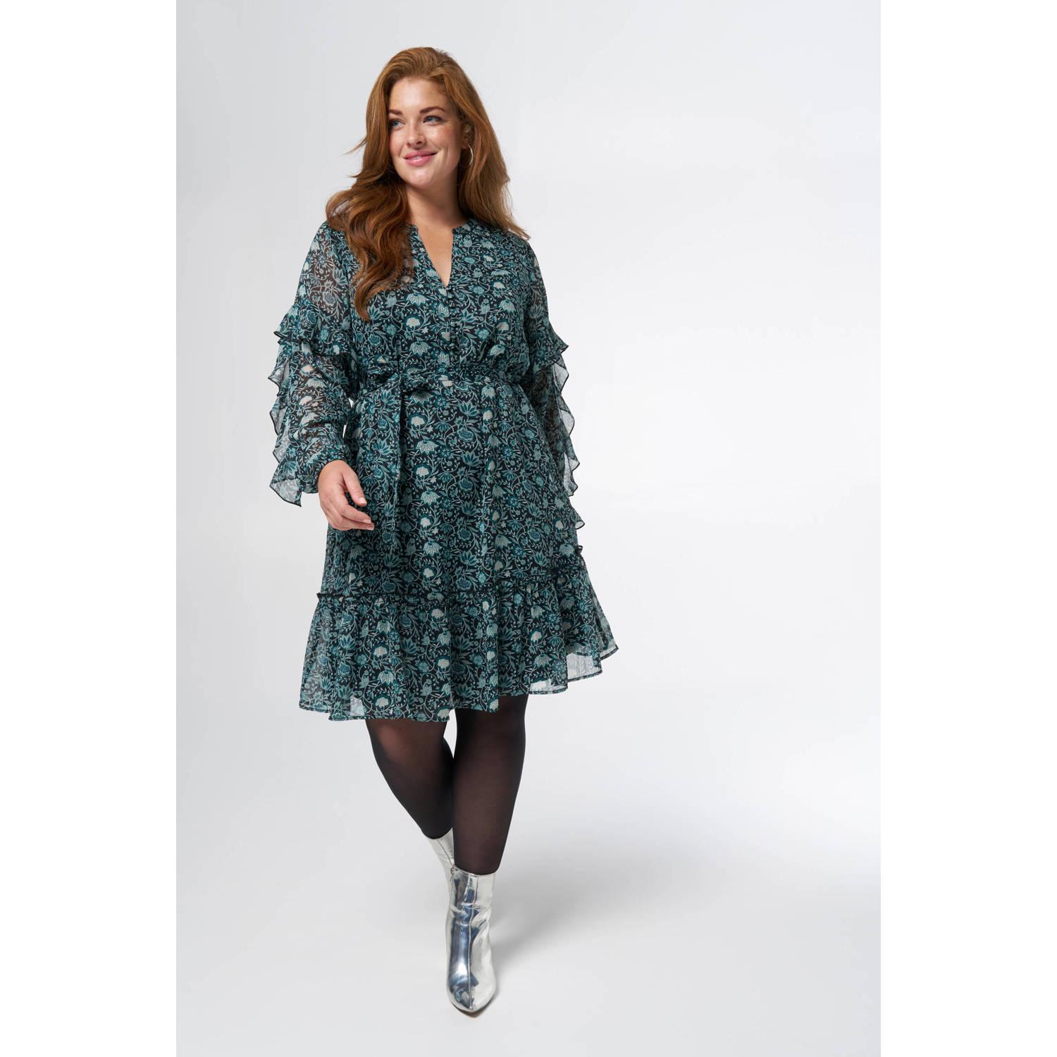 MS Mode jurk met all over print groen