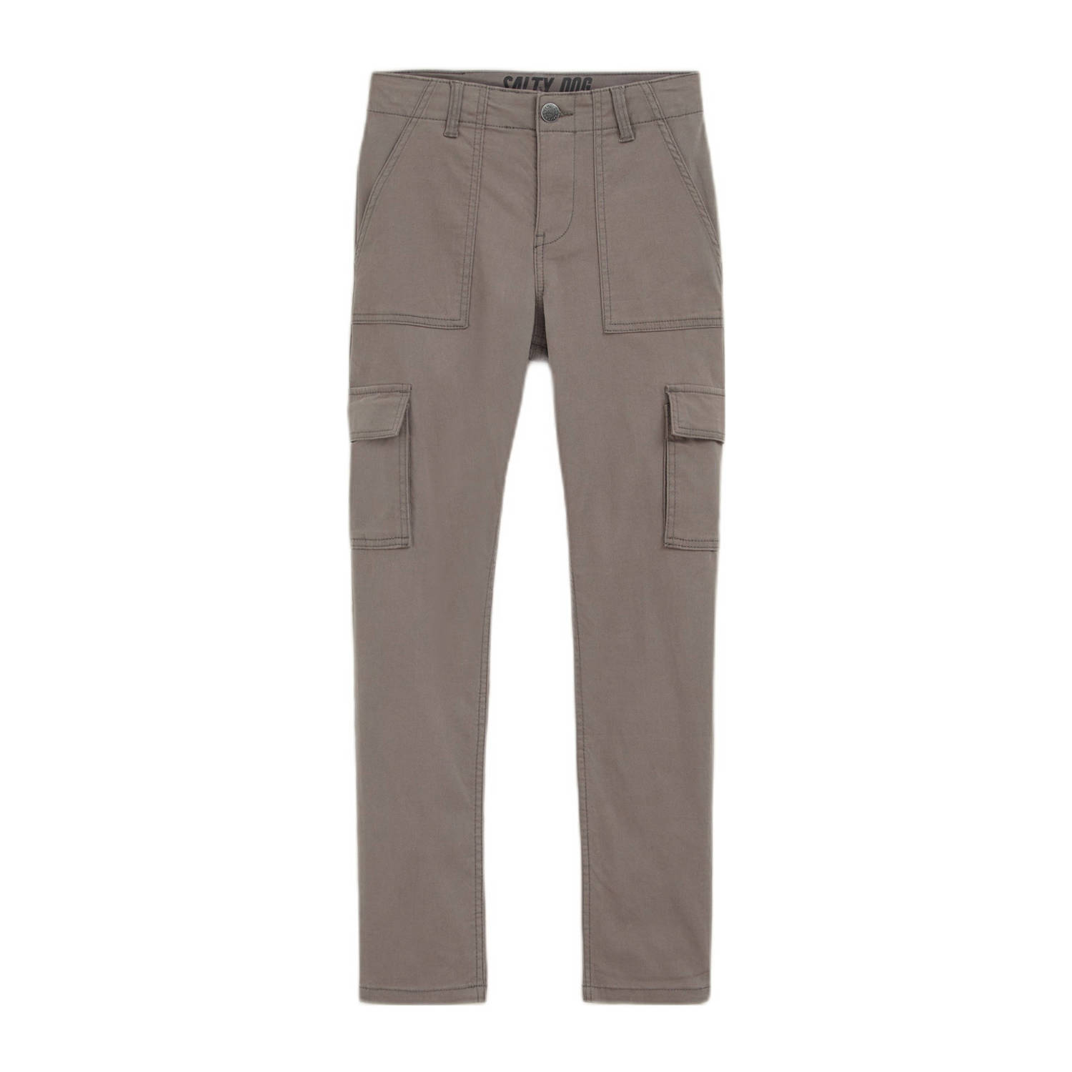 WE Fashion slim fit cargobroek lichtgrijs