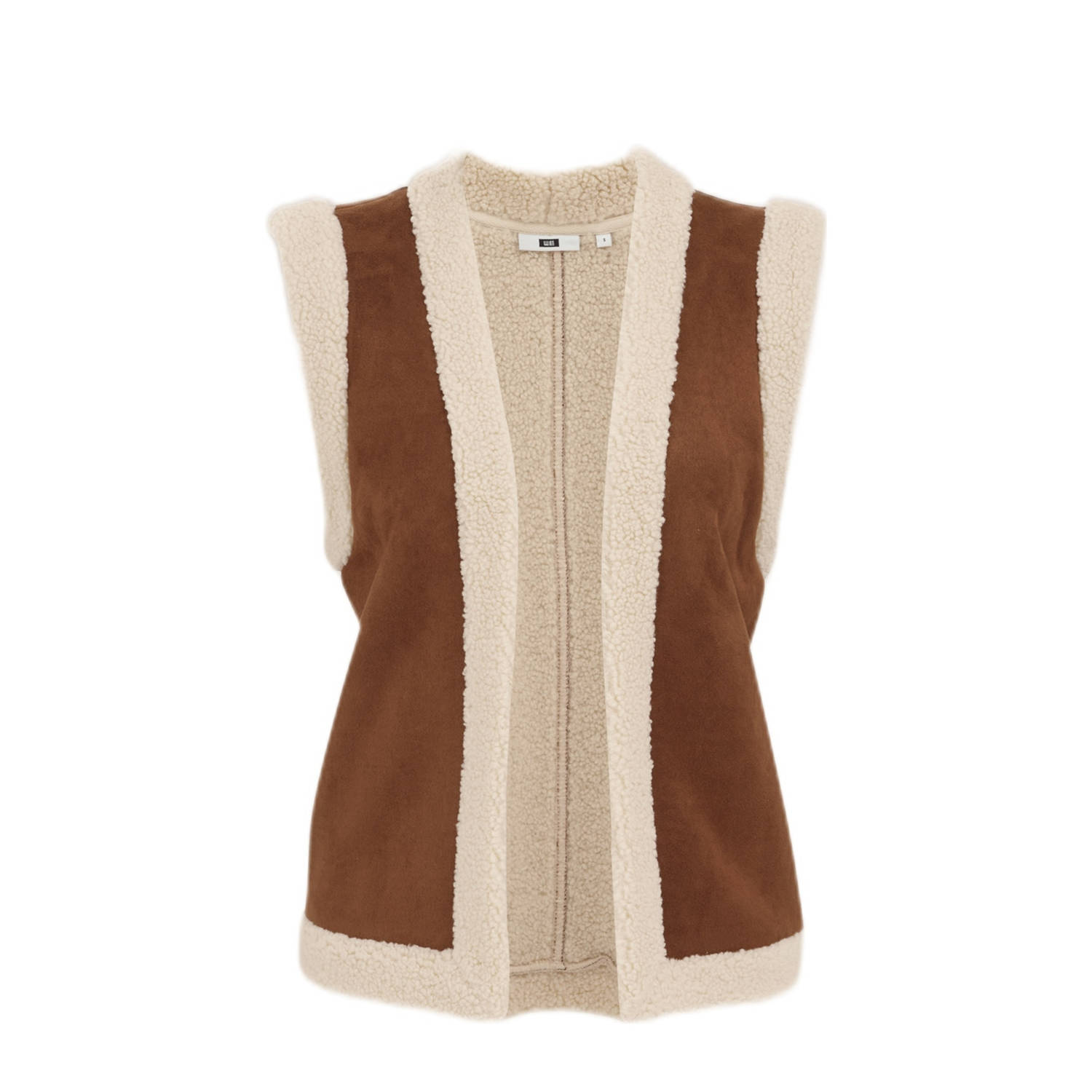 WE Fashion gilet bruin ecru