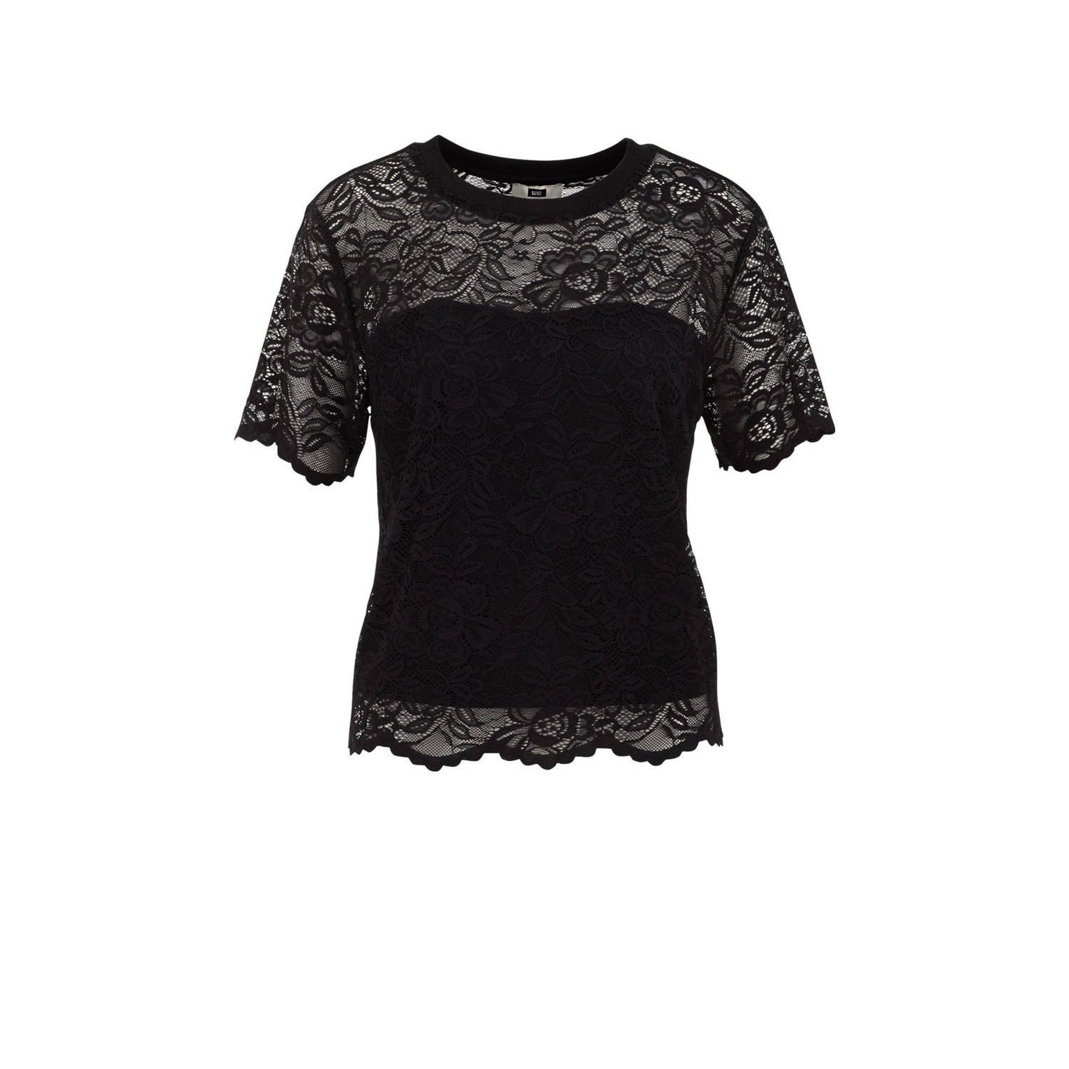 WE Fashion semi-transparante top zwart