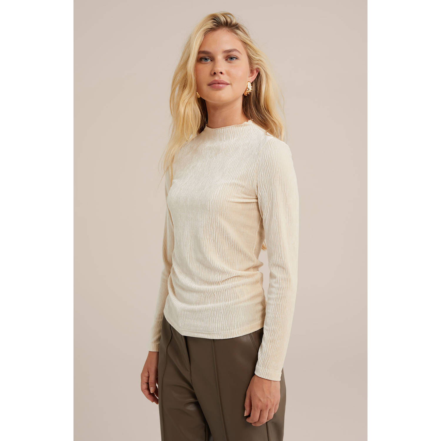 WE Fashion velours top ecru