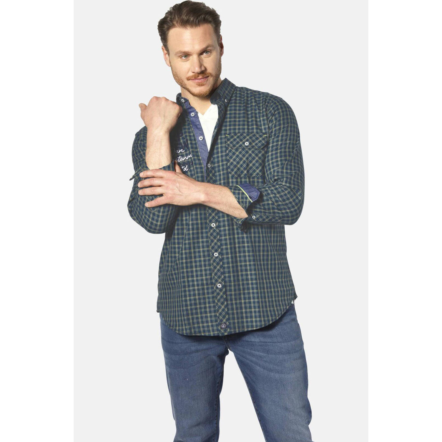 Jan Vanderstorm casual overhemd blauw