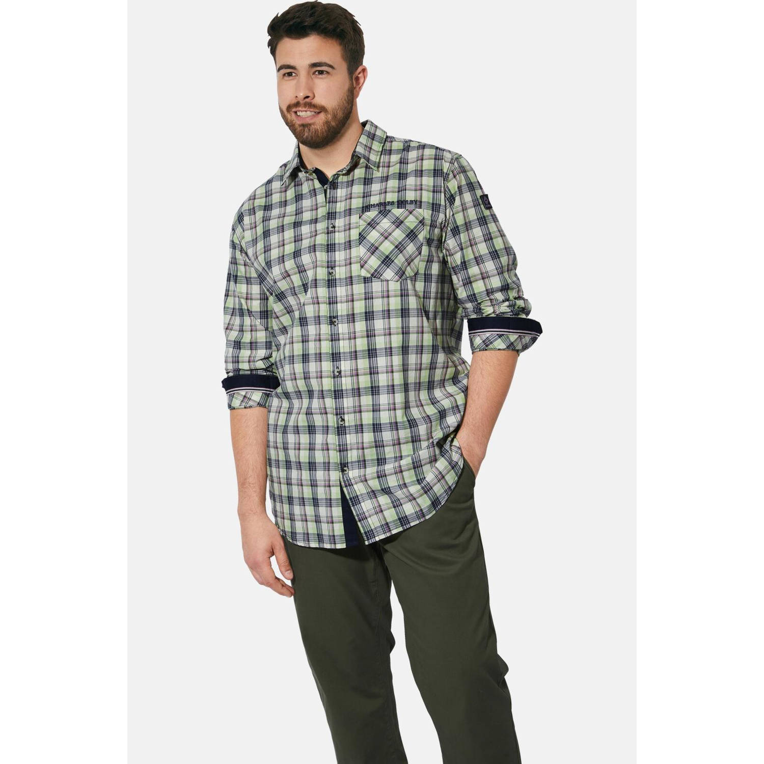 Charles Colby casual overhemd groen