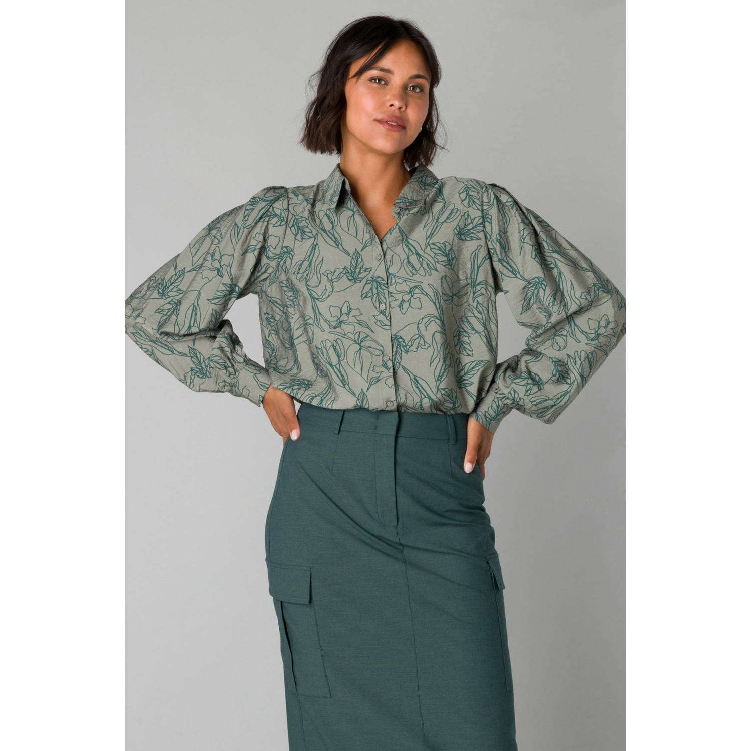 Yest gebloemde blouse groen