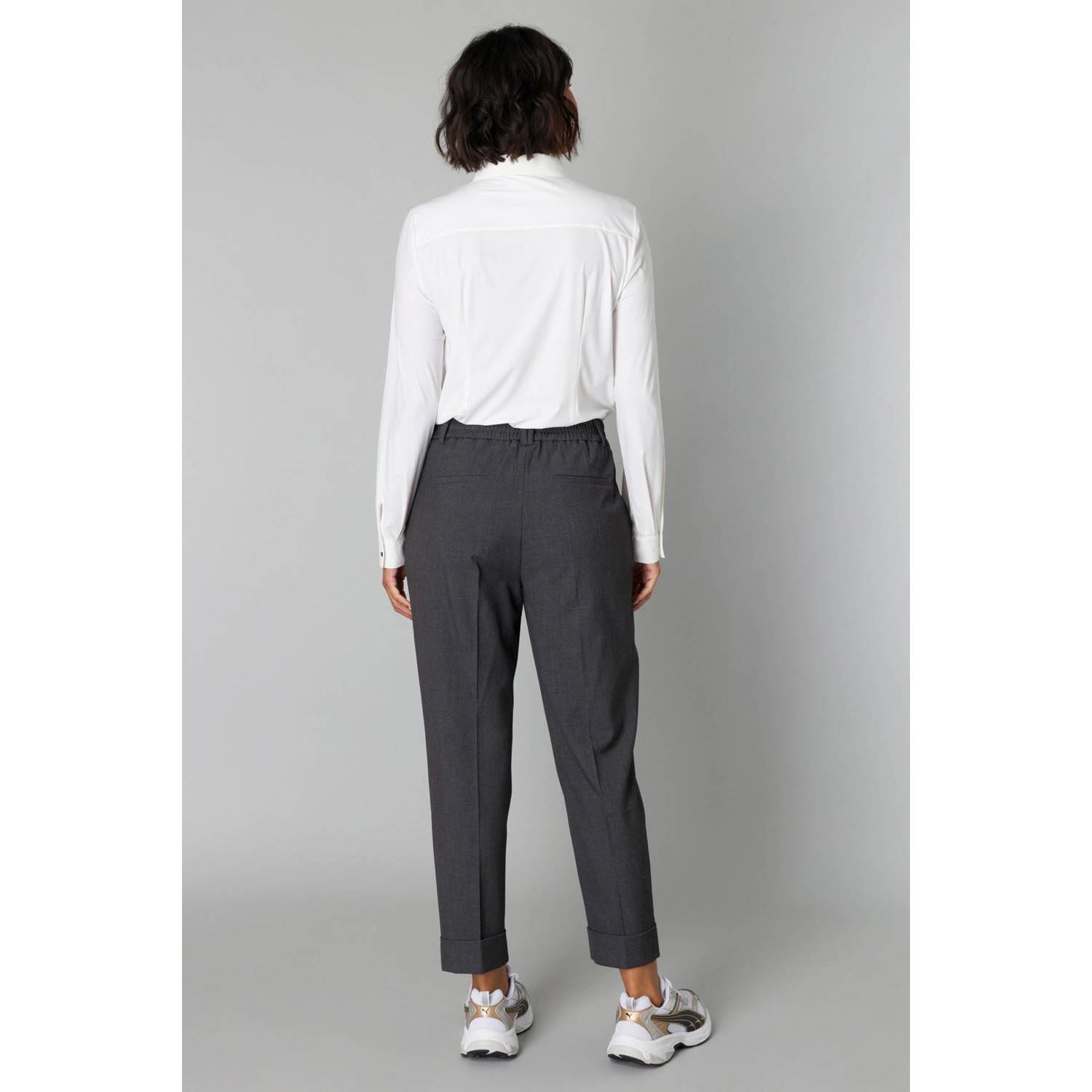 Yest gemêleerde straight fit pantalon grijs melange