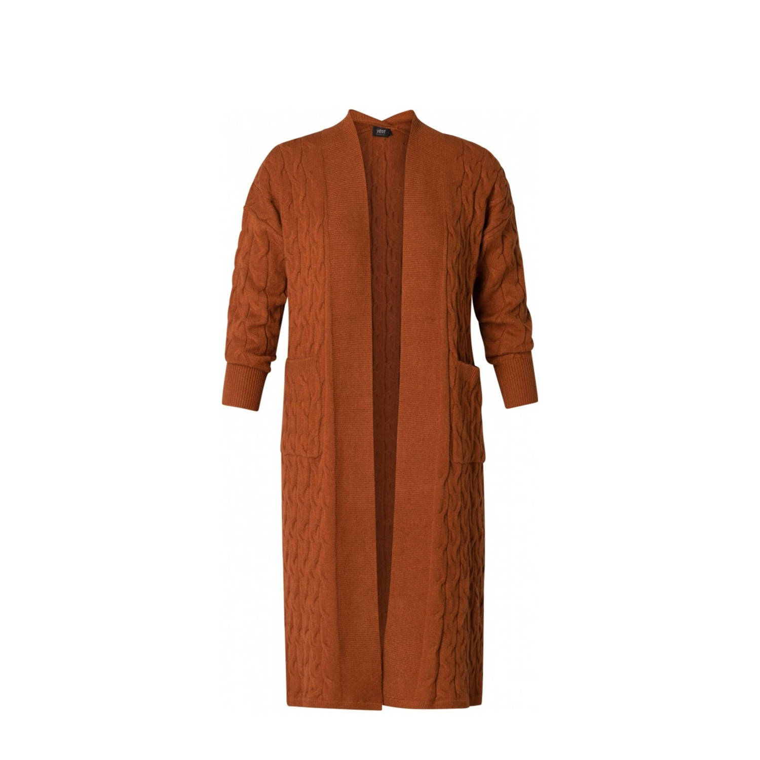 Yesta vest met ingebreid patroon cinnamon