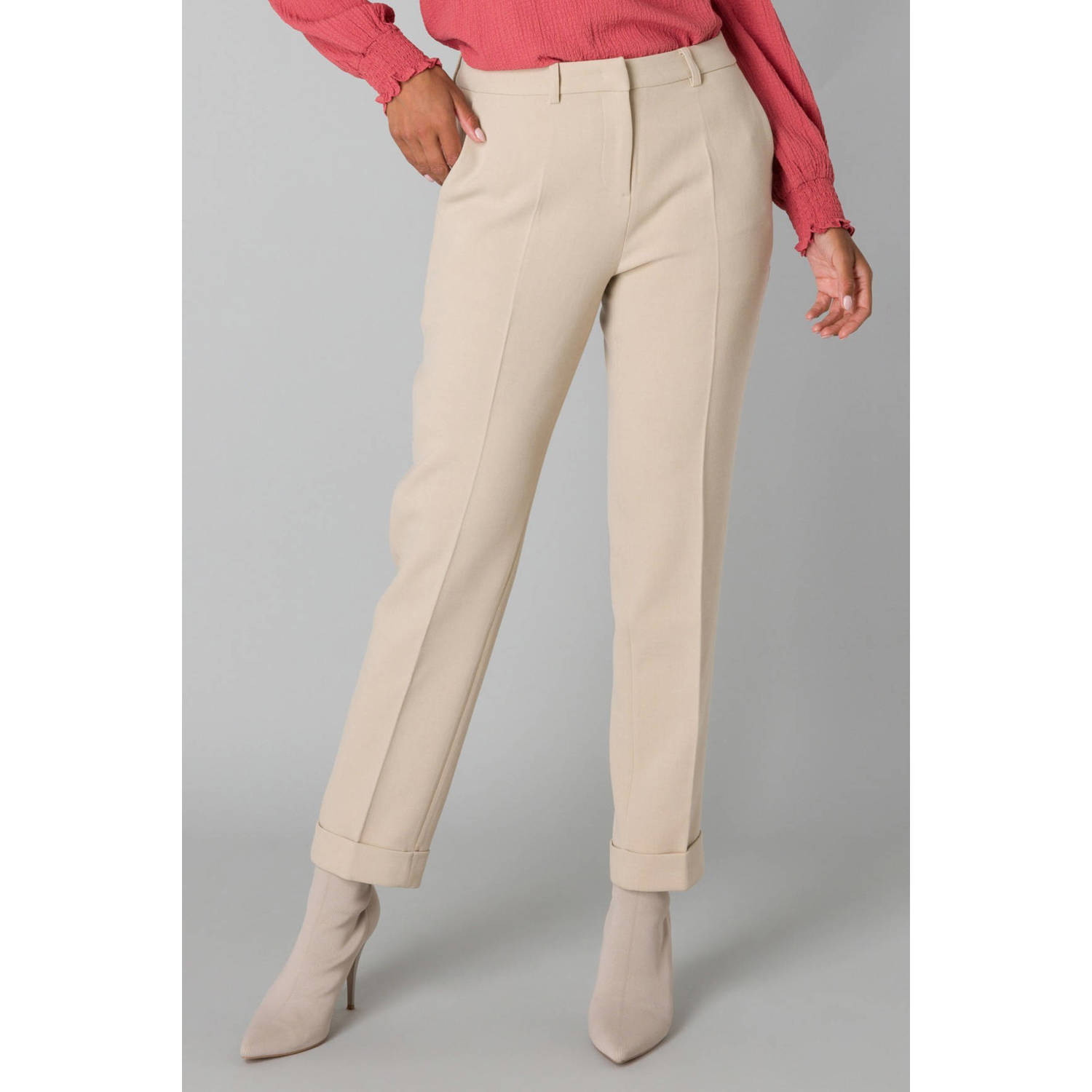 Yest straight fit broek beige