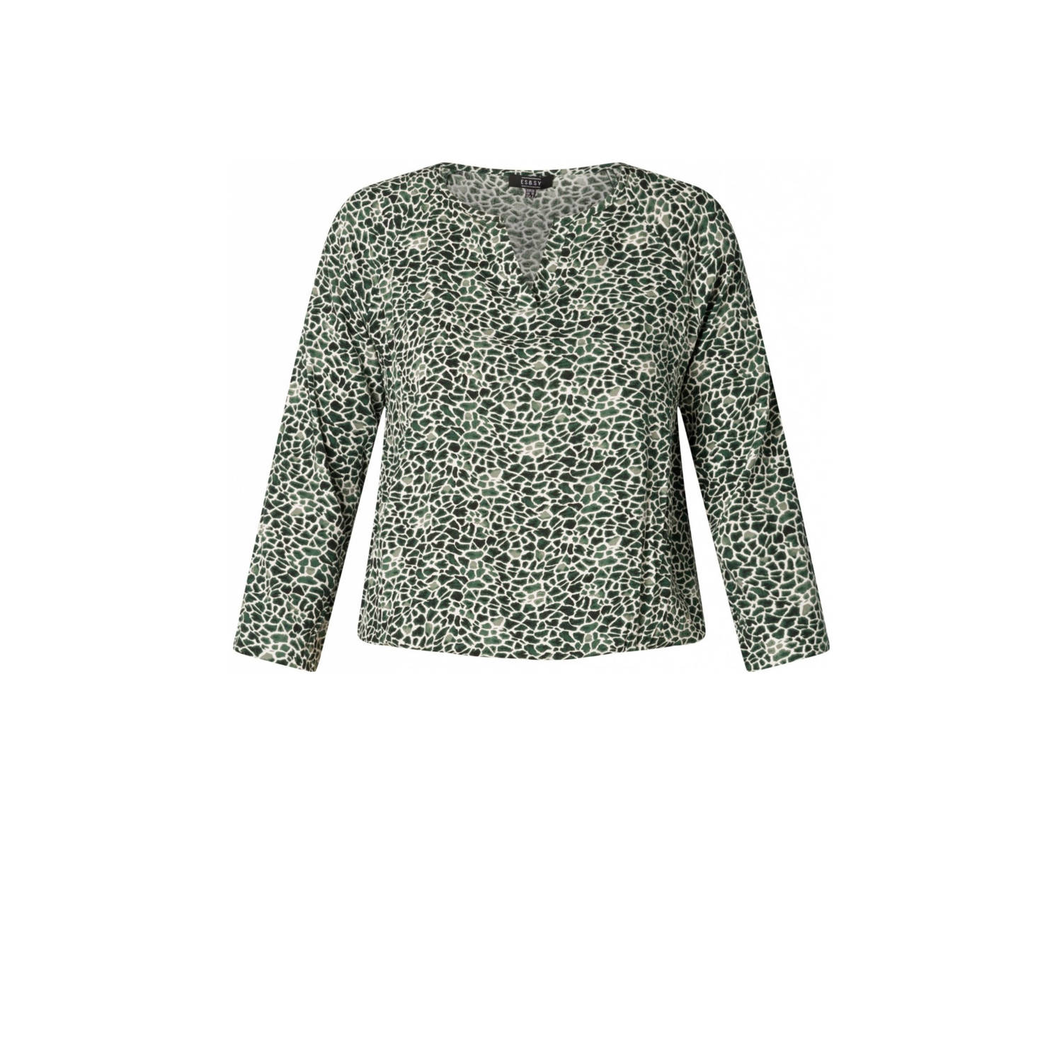 ES&SY top met all over print groen zwart