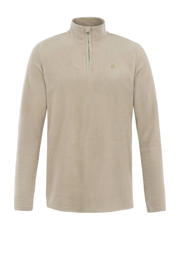 thumbnail: Beige heren Protest skipully van fleece met effen, lange mouwen, capuchon en halve rits