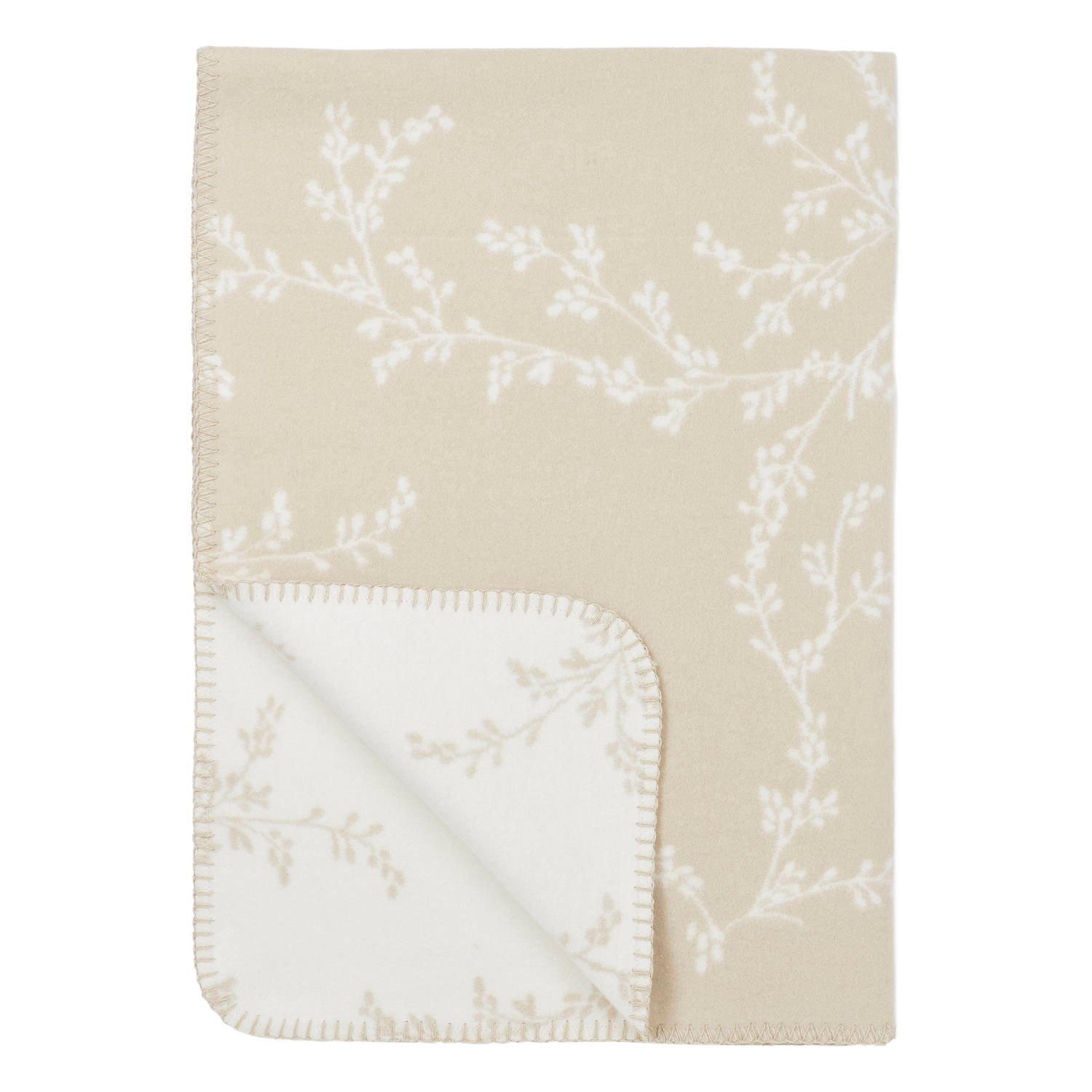 Meyco ledikantdeken Branches beige wit