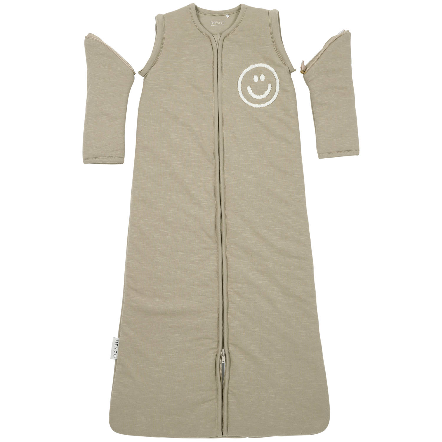 Meyco winter slaapzak Slub met Smile applicatie taupe offwhite