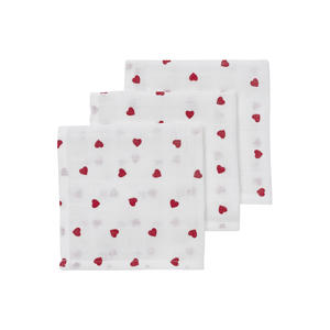 monddoekje met hartjes print 30x30 cm (set van 3)