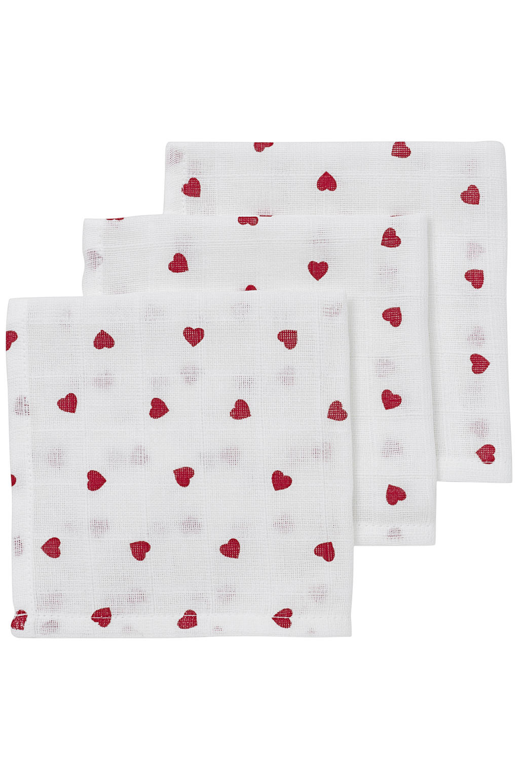 Meyco monddoekje met hartjes print 30x30 cm (set van 3)