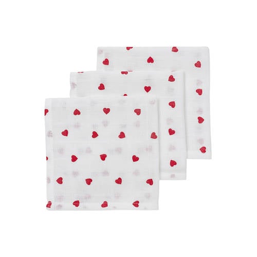 Meyco monddoekje met hartjes print 30x30 cm - set van 3 afbeelding