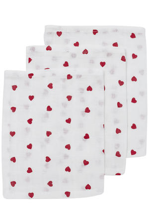 washandje met hartjesprint (set van 3)