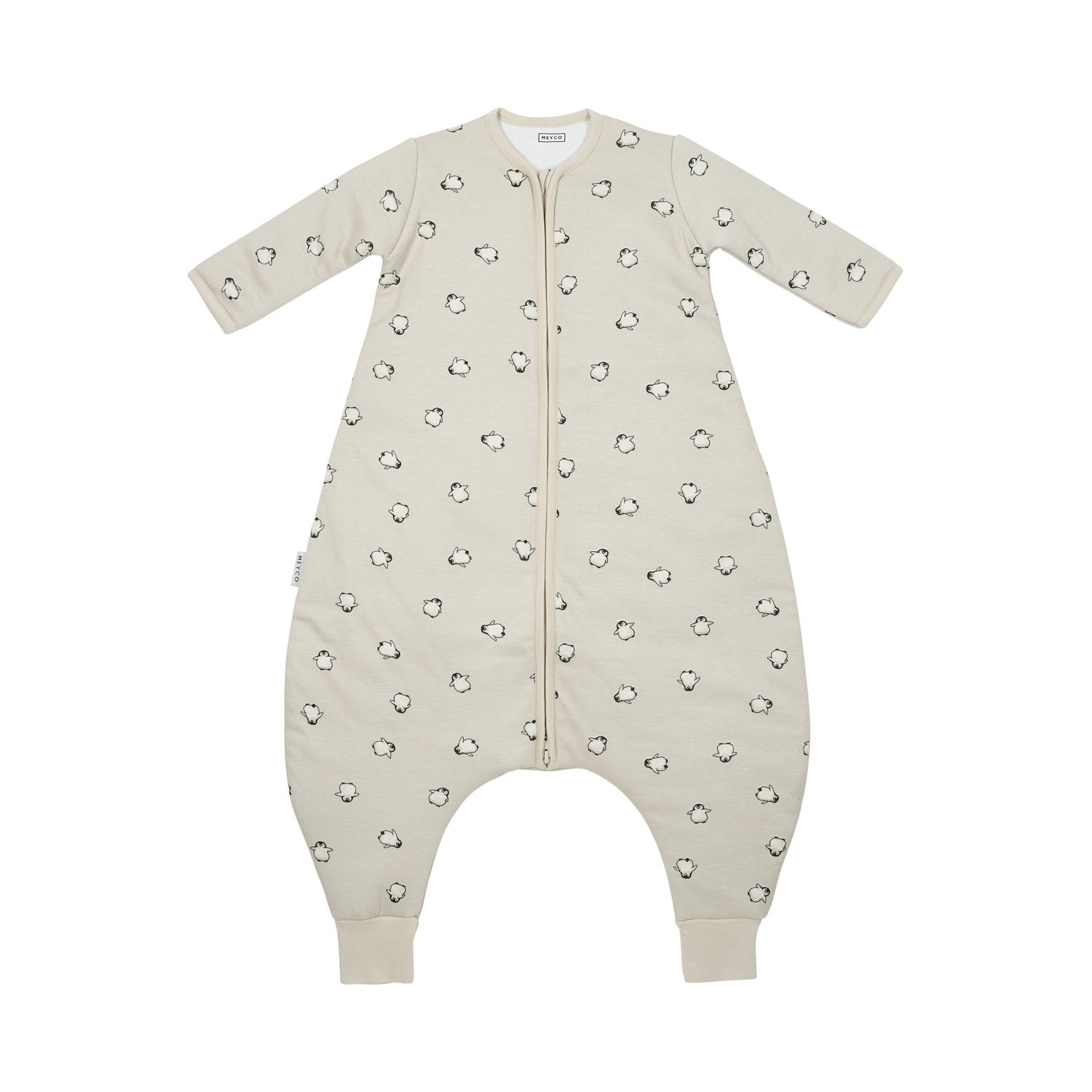 Meyco winter slaapoverall jumper Pinguïn beige zwart