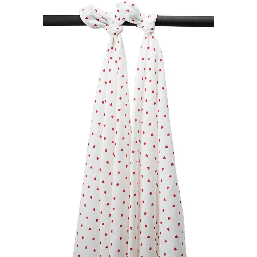 Meyco hydofiele doek met hartjes print 120x120 cm (set van 2)