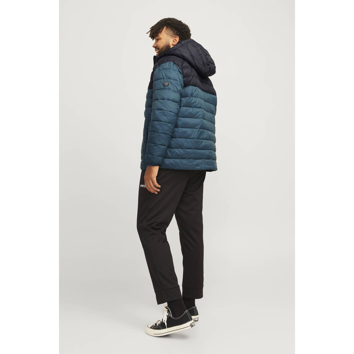 JACK & JONES PLUS SIZE quilted gewatteerde jas JJESPRINT Plus Size petrol