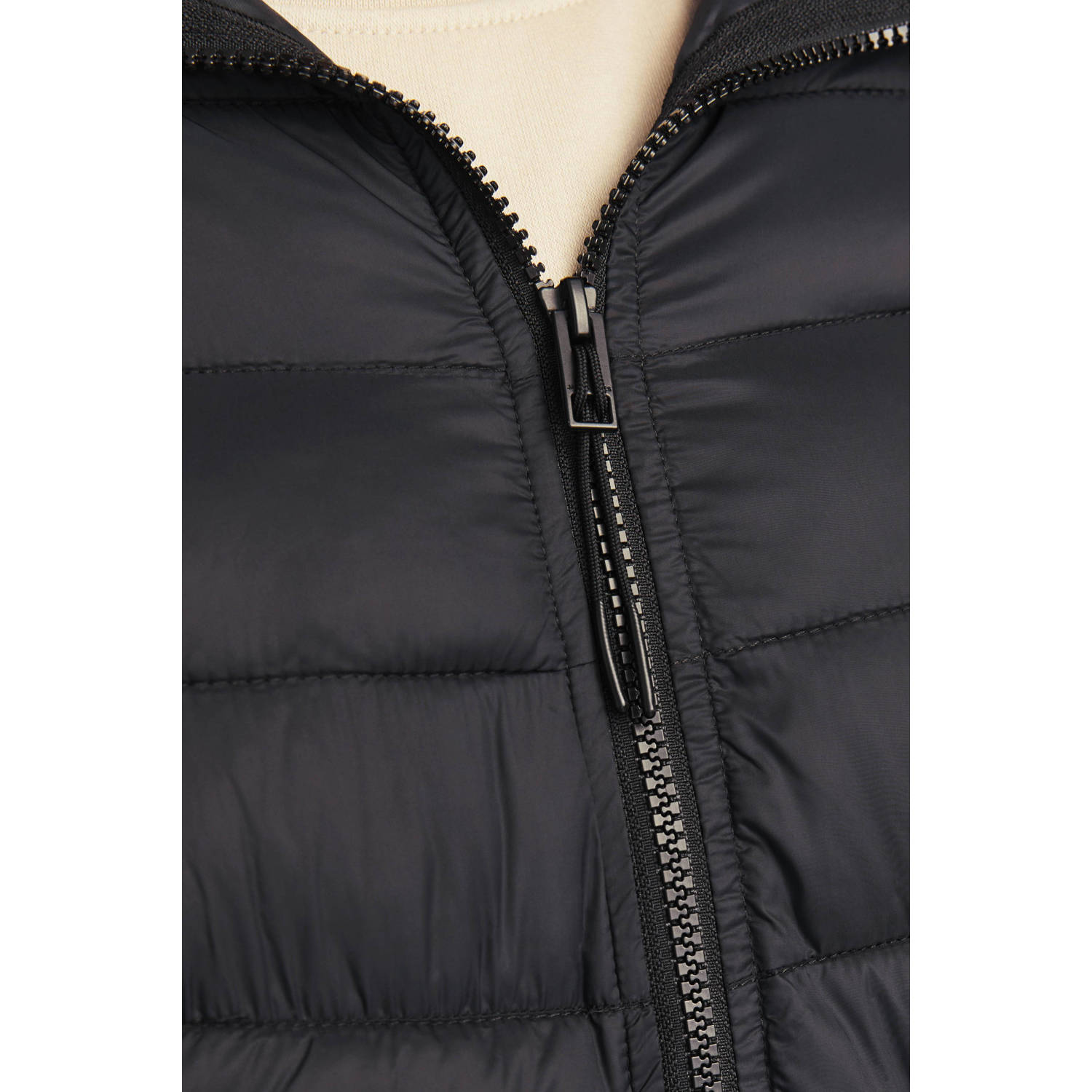 JACK & JONES PLUS SIZE quilted gewatteerde jas JJESPRINT Plus Size zwart