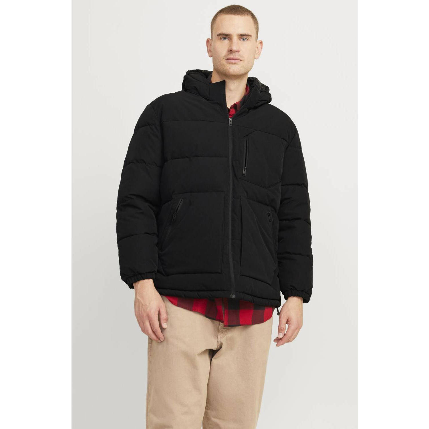 JACK & JONES PLUS SIZE gewatteerde jas JJEOTTO Plus Size zwart