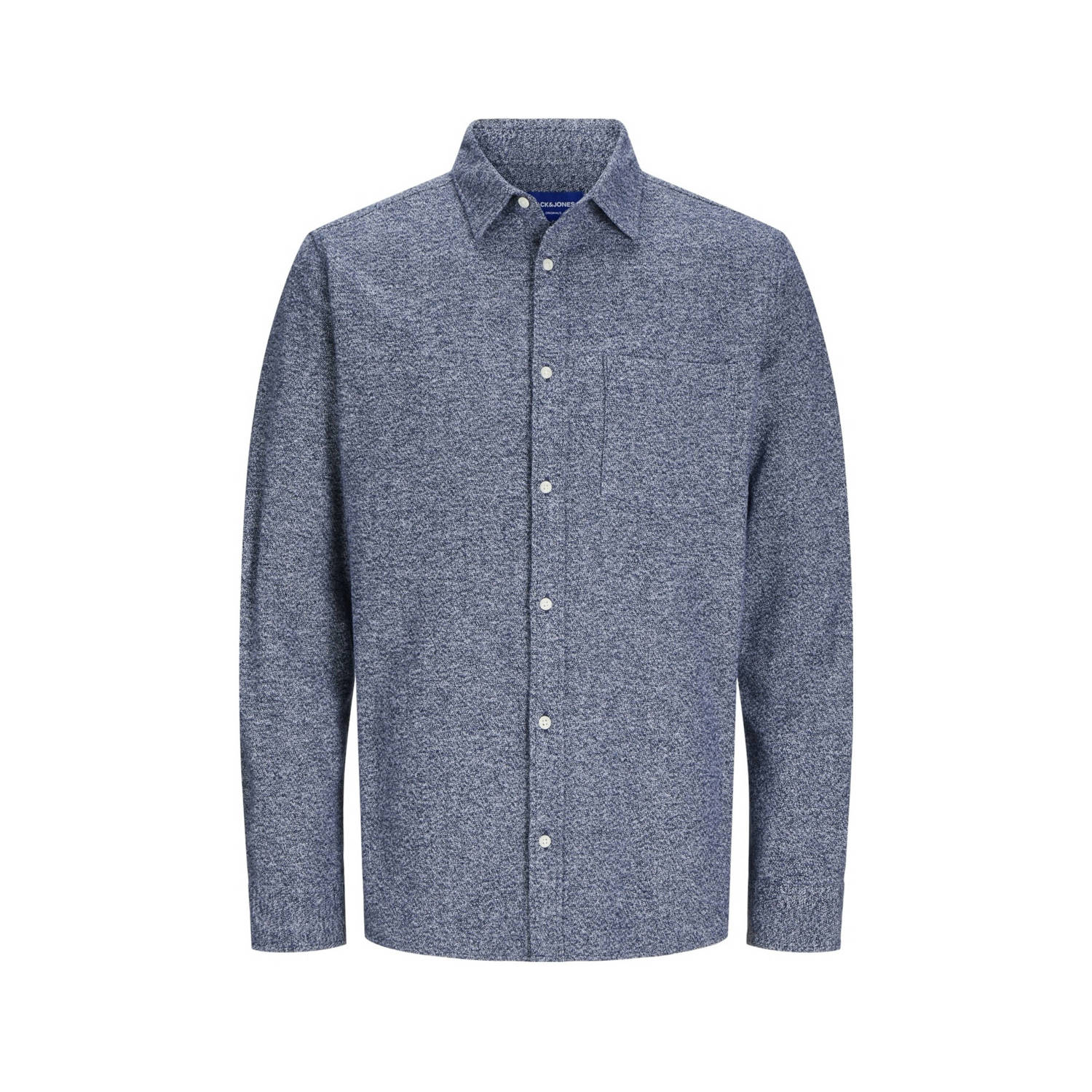 JACK & JONES ORIGINALS gemêleerd regular fit overhemd JORJAMES GRINDLE blauw
