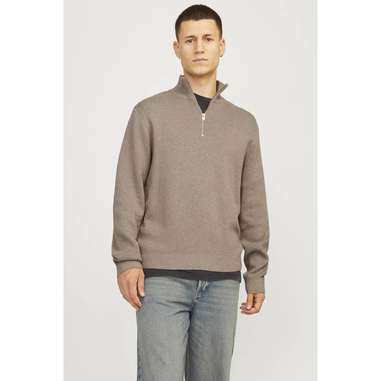 Jack & Jones Schipperstrui JPRBLAMILANO STITCH KNIT HALF ZIP SN