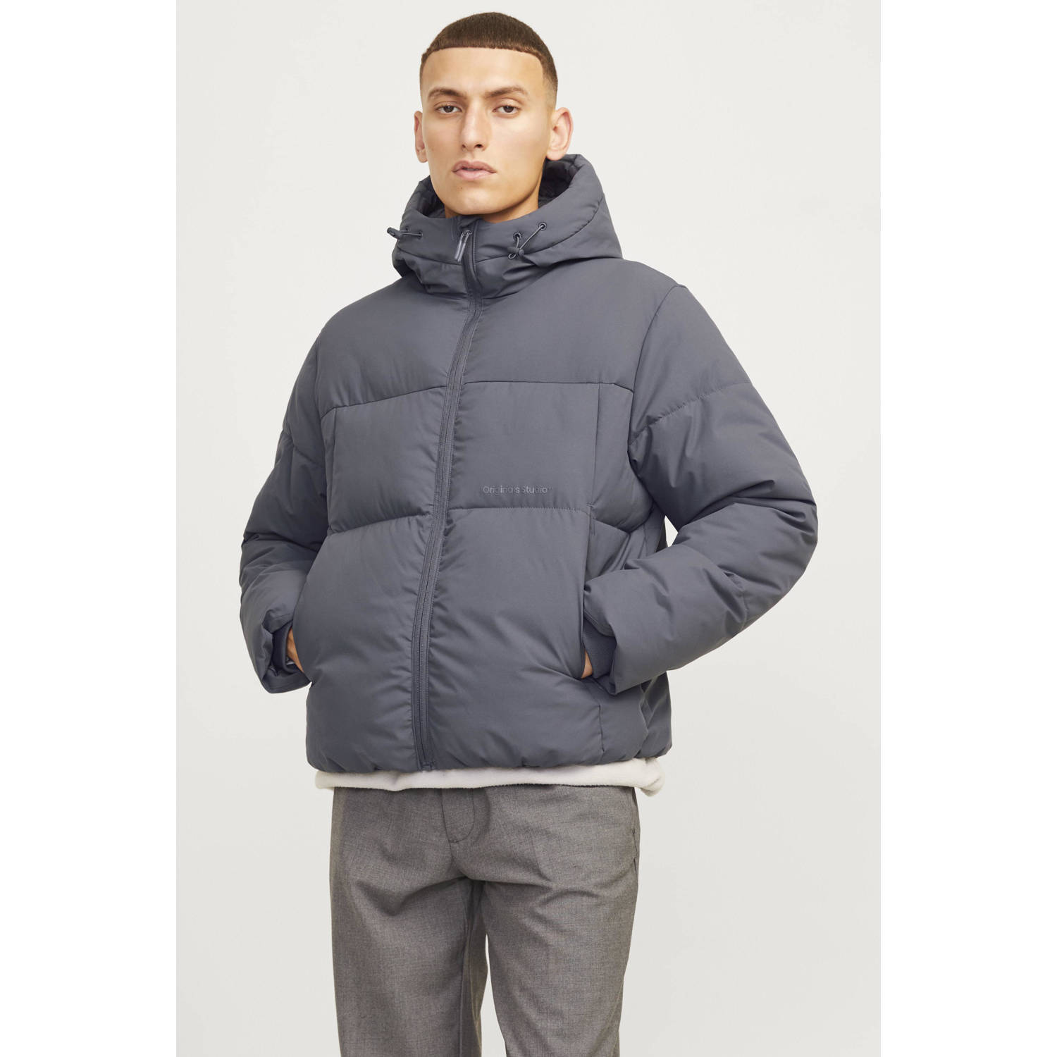 JACK & JONES ORIGINALS gewatteerde jas JORVESTERBRO grijs